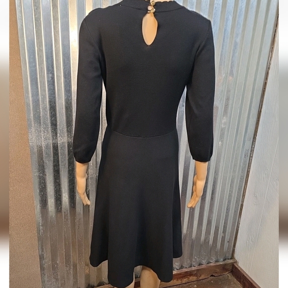 Draper James Black Long Sleeve Dress with Sheer Neckline - Picture 6 of 9